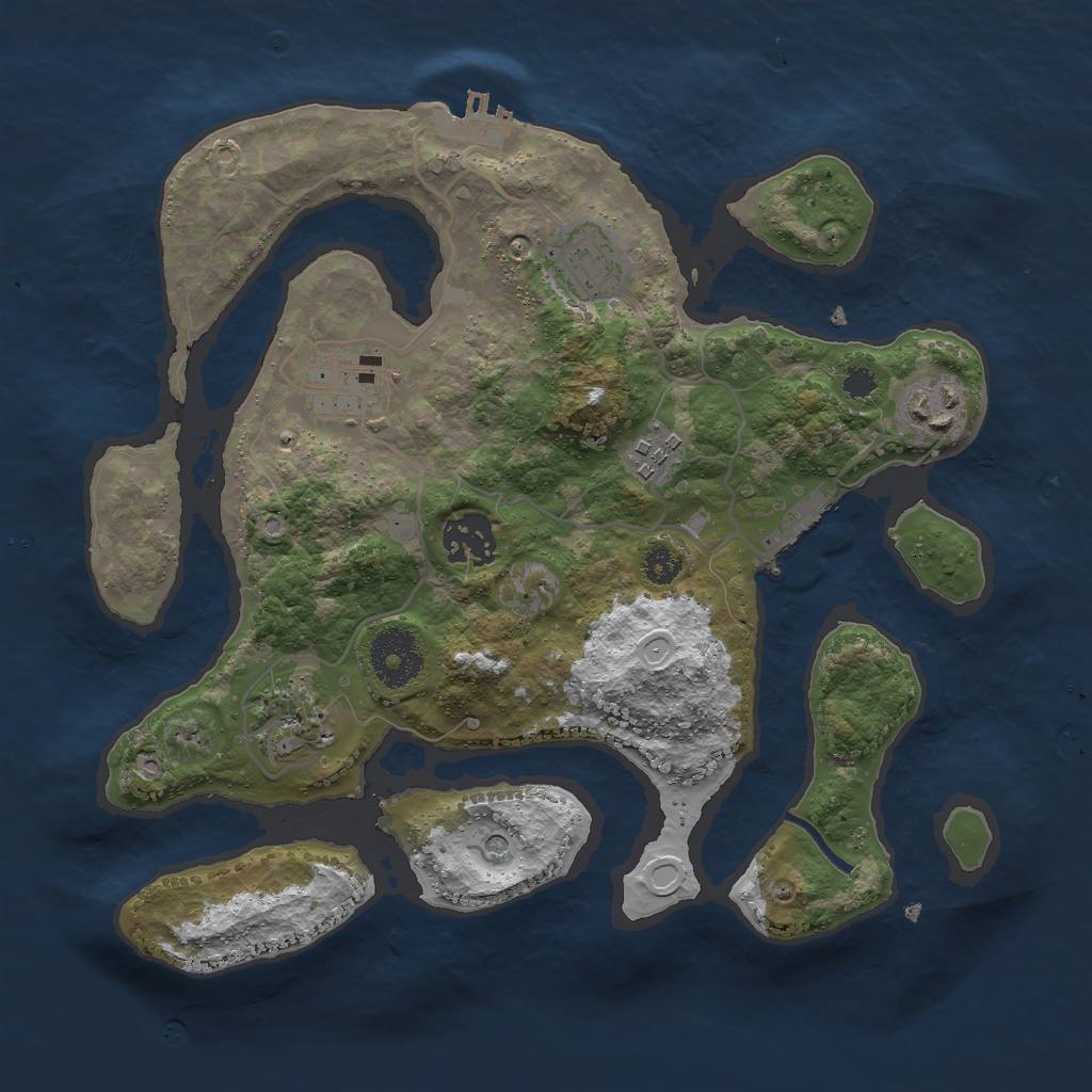 Rust Map: Procedural Map, Size: 3000, Seed: 383489, 14 Monuments