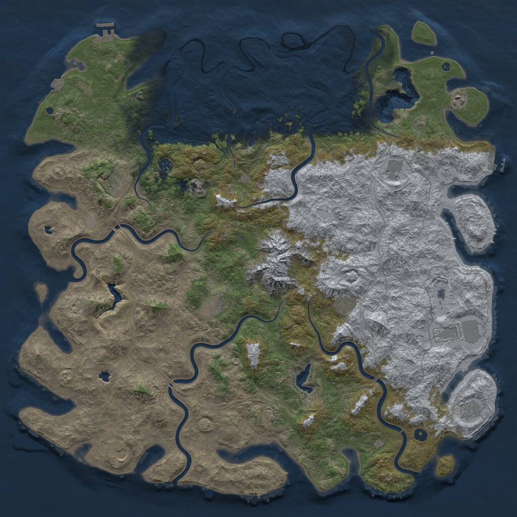 Rust Map: Procedural Map, Size: 6000, Seed: 4337, 17 Monuments