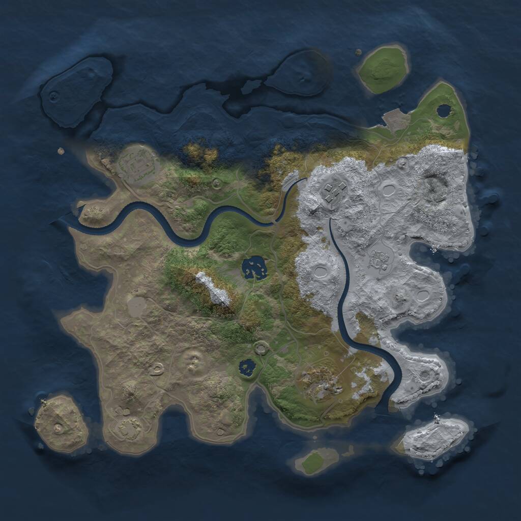 Rust Map: Procedural Map, Size: 3100, Seed: 5378, 7 Monuments