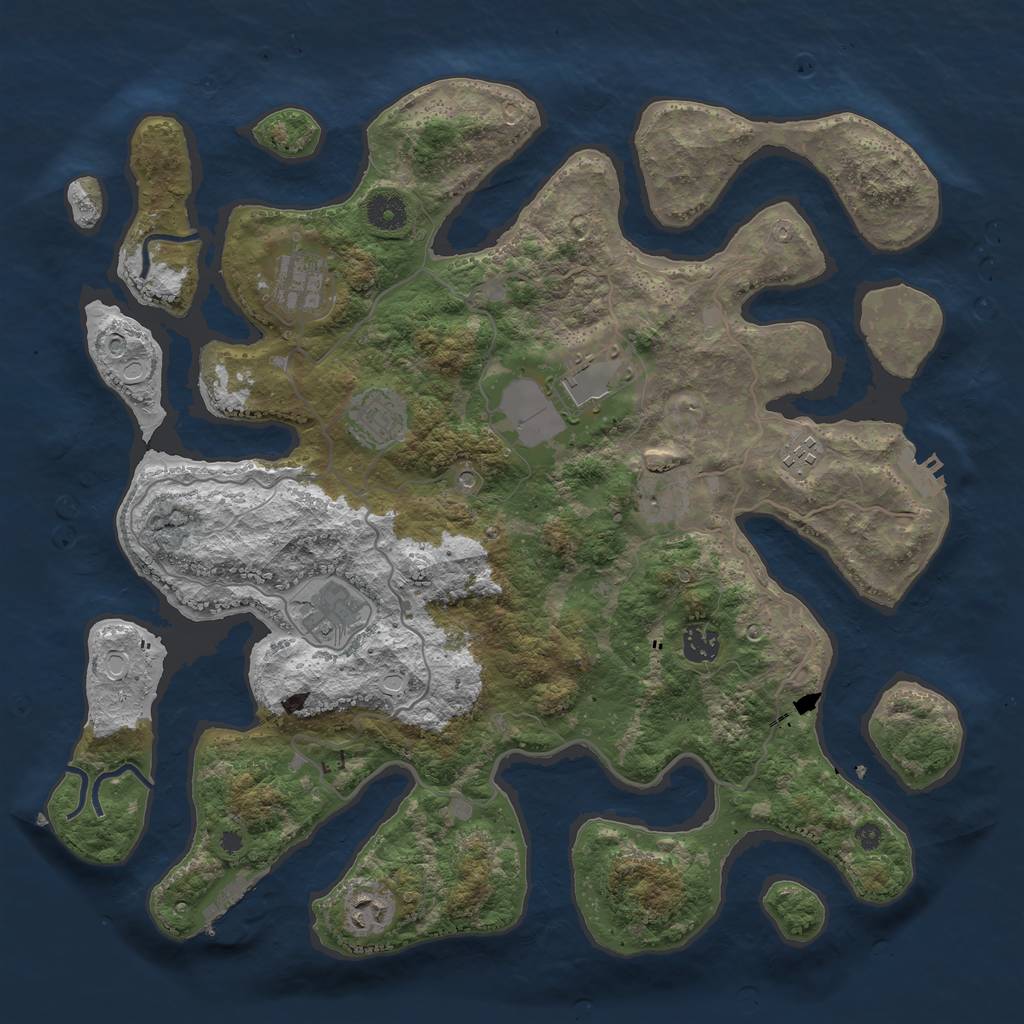 Rust Map: Procedural Map, Size: 4000, Seed: 46008722, 16 Monuments