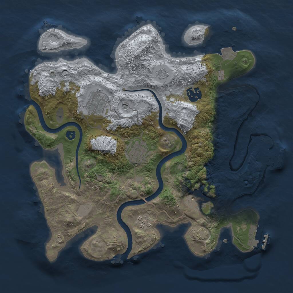 Rust Map: Procedural Map, Size: 3000, Seed: 938764877, 11 Monuments