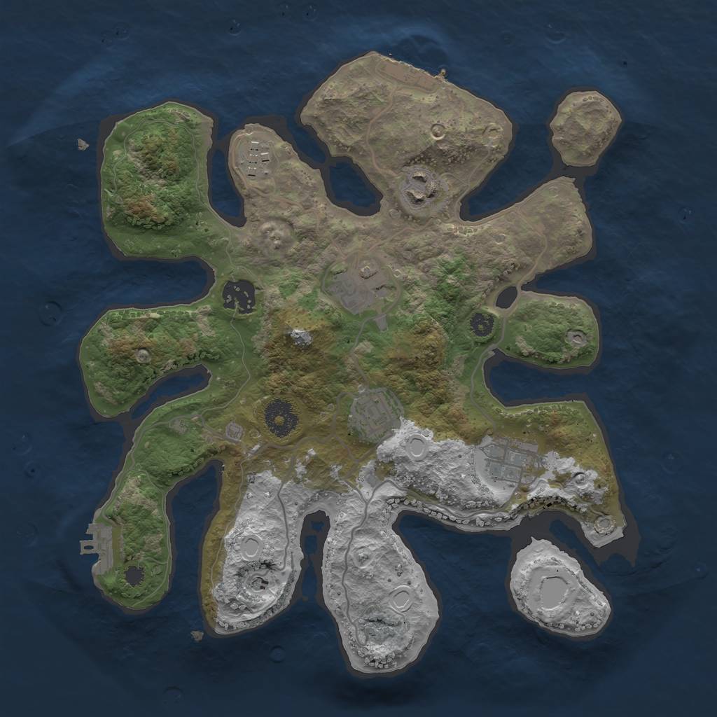 Rust Map: Procedural Map, Size: 3100, Seed: 5381, 14 Monuments