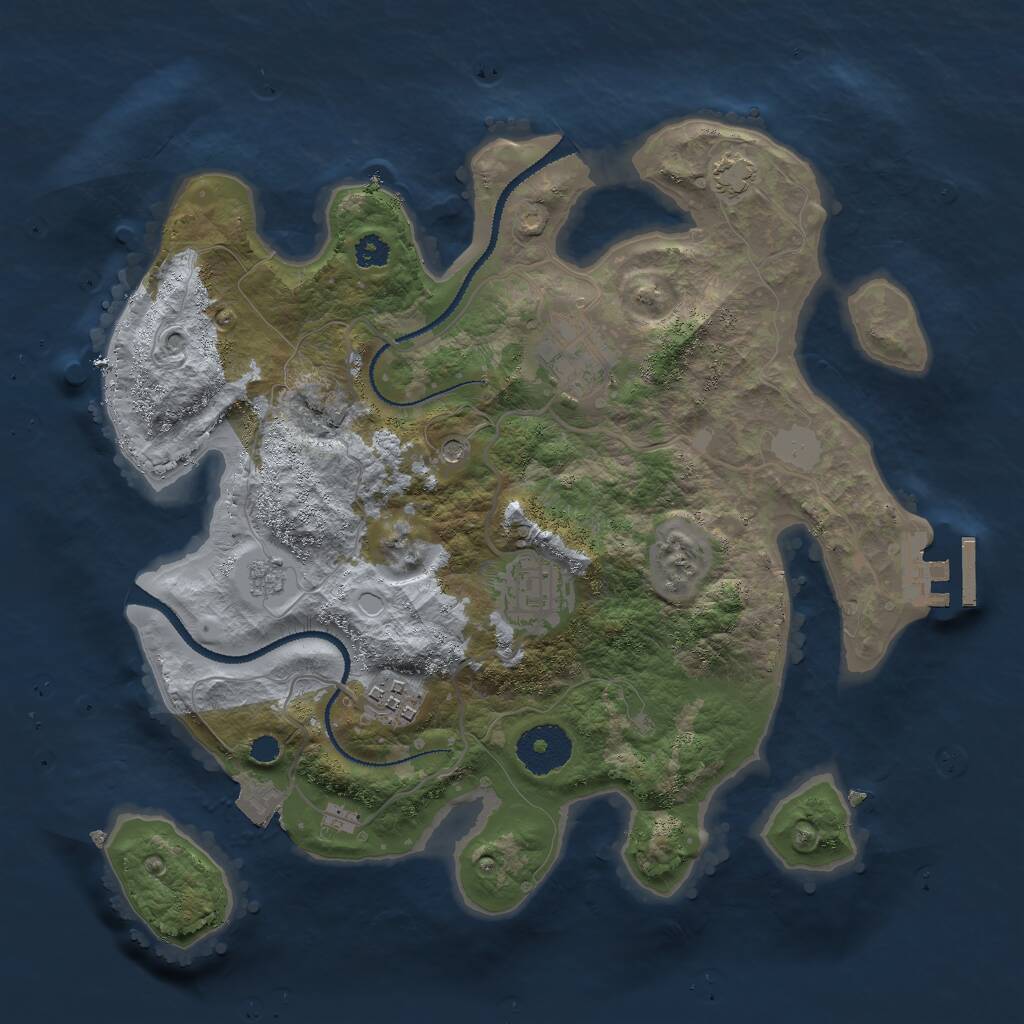 Rust Map: Procedural Map, Size: 3000, Seed: 675145, 8 Monuments