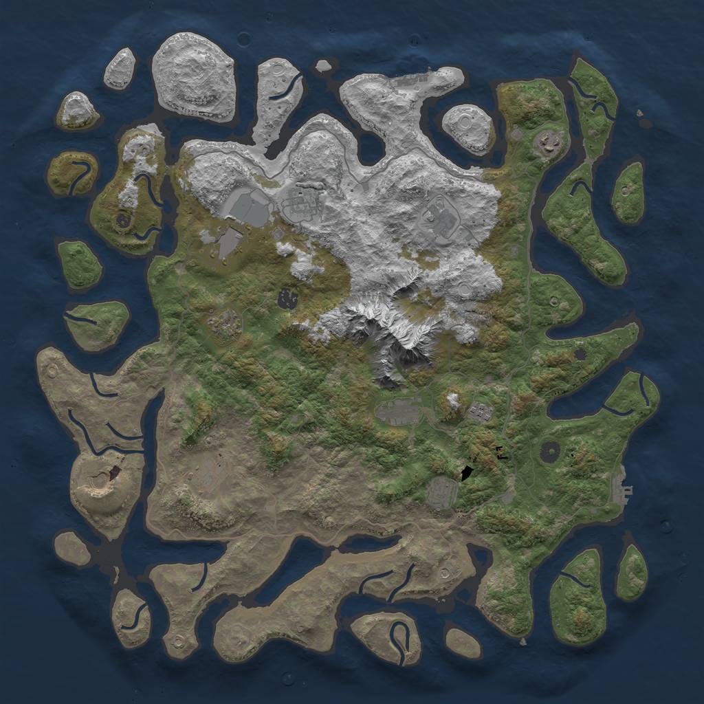 Rust Map: Procedural Map, Size: 5000, Seed: 13842, 19 Monuments