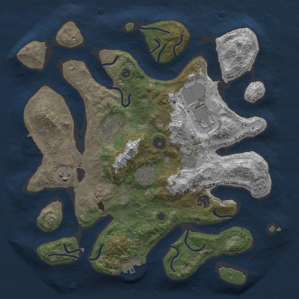 Rust Map: Procedural Map, Size: 3500, Seed: 1064683142, 15 Monuments