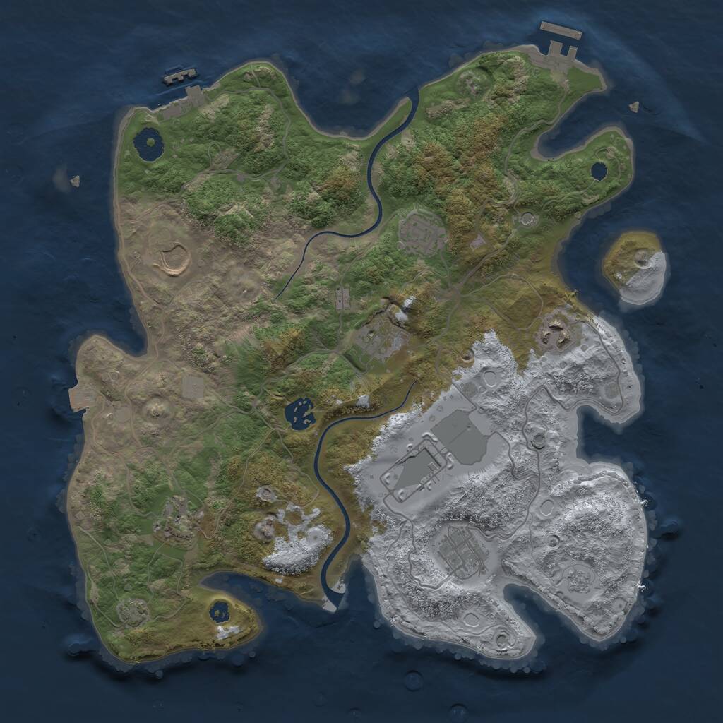 Rust Map: Procedural Map, Size: 3500, Seed: 22534, 14 Monuments
