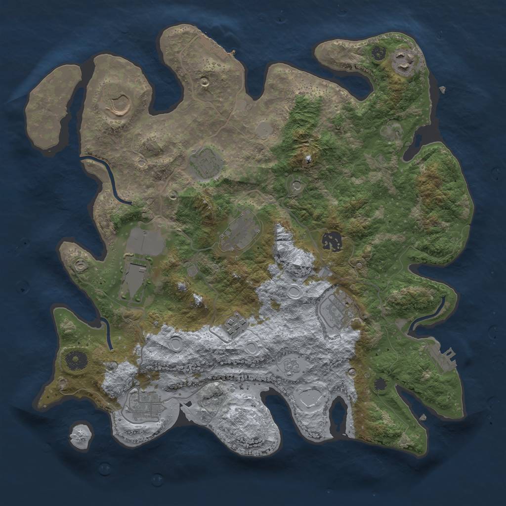 Rust Map: Procedural Map, Size: 3600, Seed: 1196453786, 16 Monuments