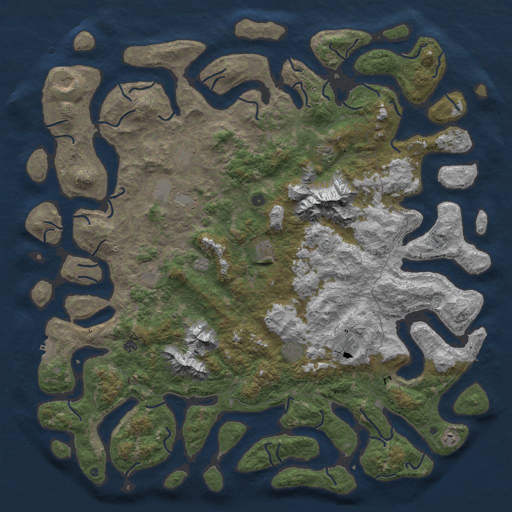 Rust Map: Procedural Map, Size: 6000, Seed: 585923564, 19 Monuments