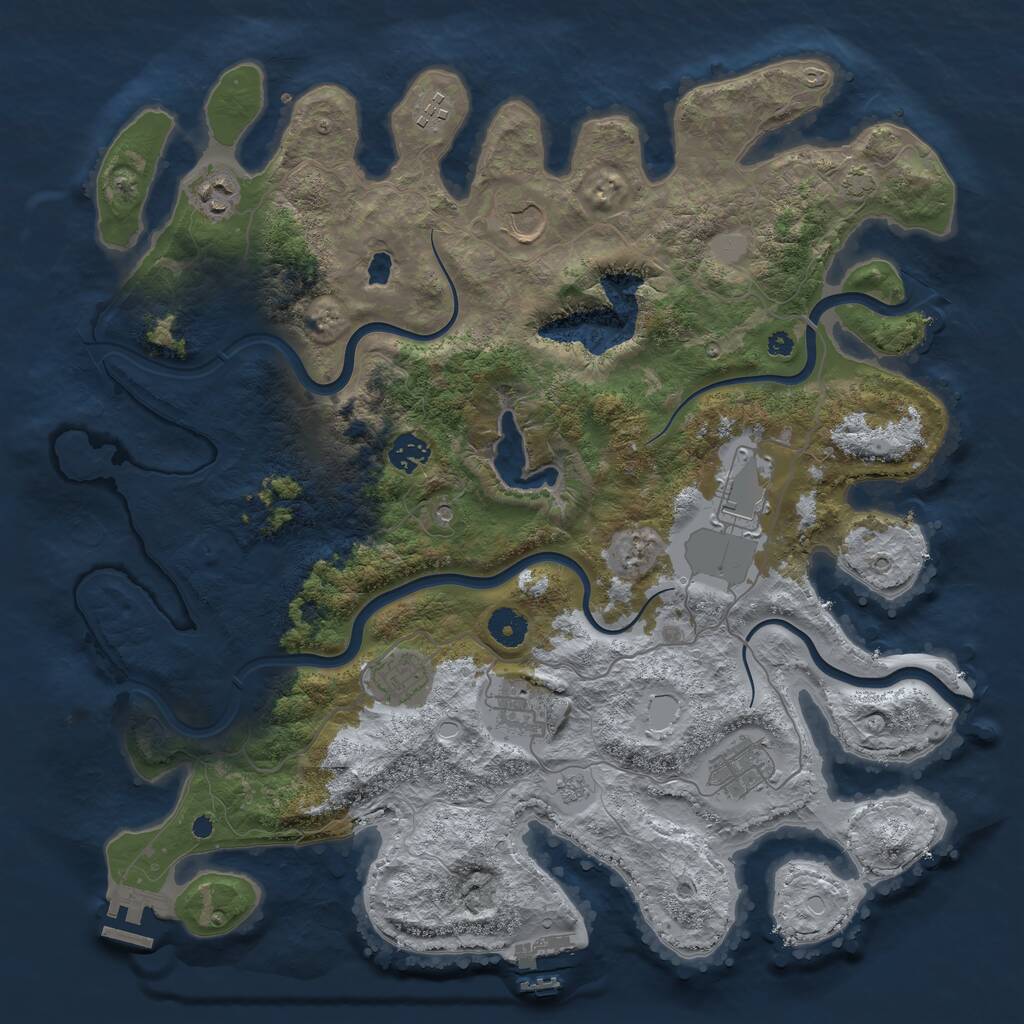 Rust Map: Procedural Map, Size: 4000, Seed: 1300294424, 14 Monuments