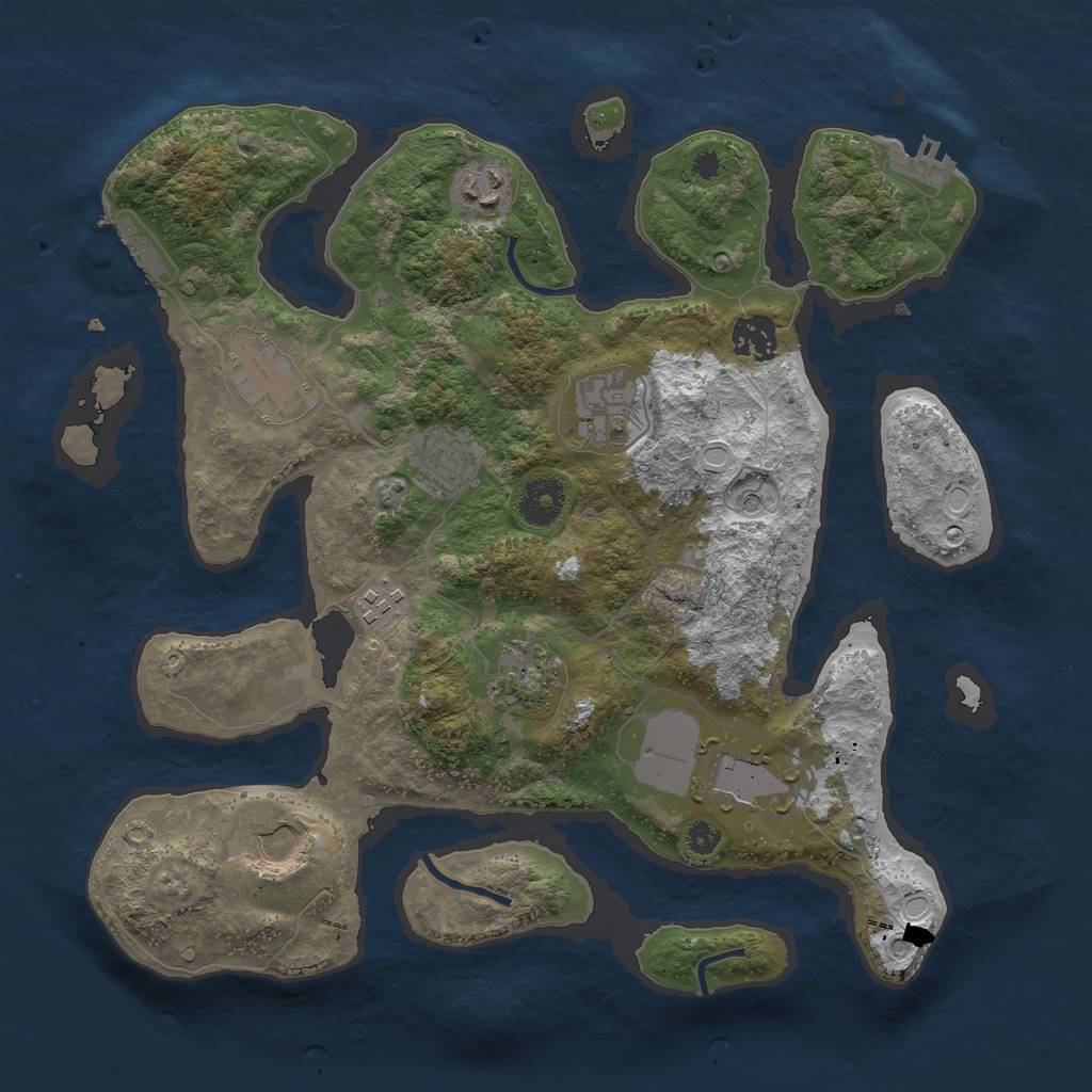Rust Map: Procedural Map, Size: 3500, Seed: 34634, 17 Monuments