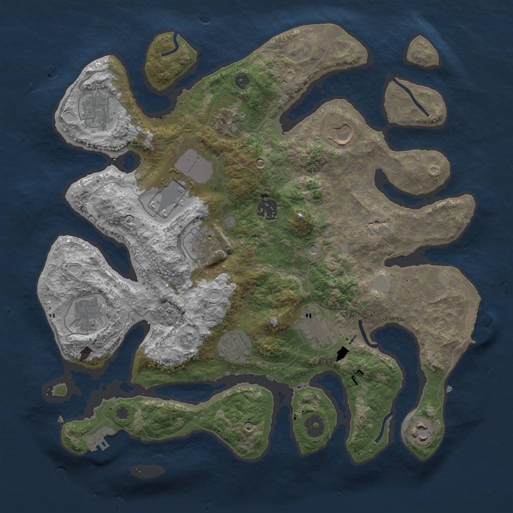Rust Map: Procedural Map, Size: 3700, Seed: 2066241198, 19 Monuments