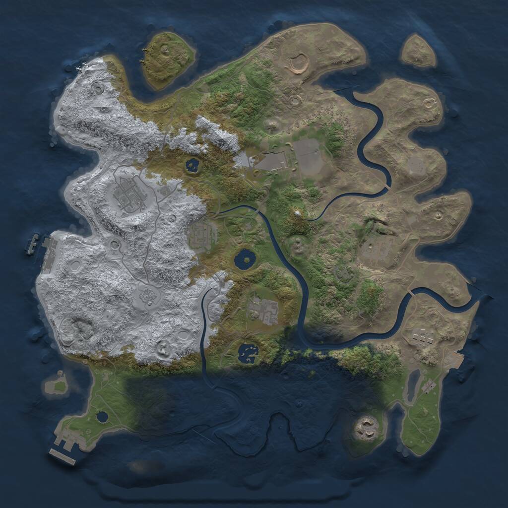 Rust Map: Procedural Map, Size: 3700, Seed: 2066241198, 15 Monuments