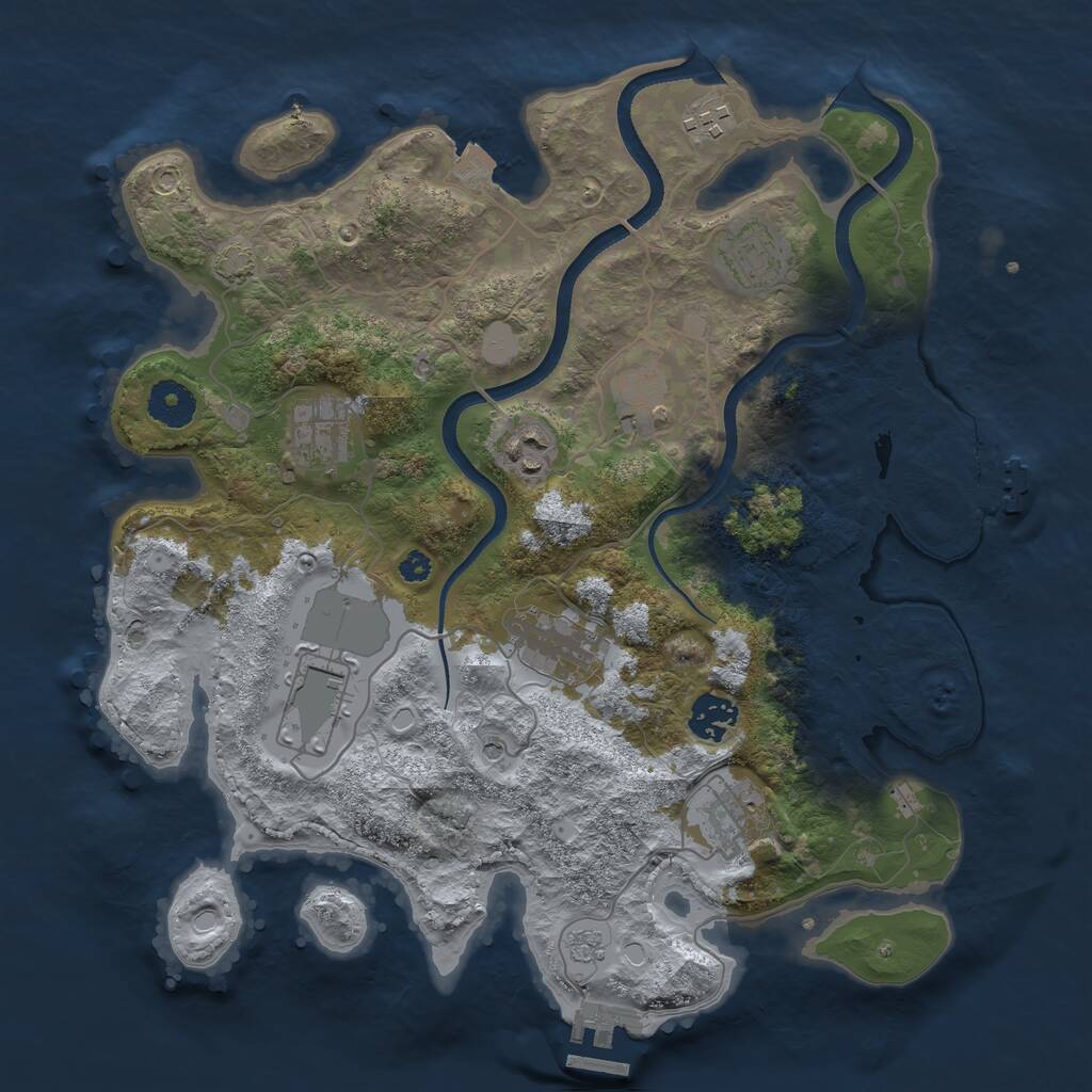 Rust Map: Procedural Map, Size: 3500, Seed: 977451509, 15 Monuments