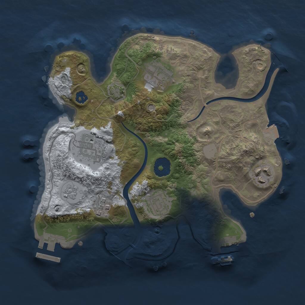 Rust Map: Procedural Map, Size: 2500, Seed: 682983502, 10 Monuments
