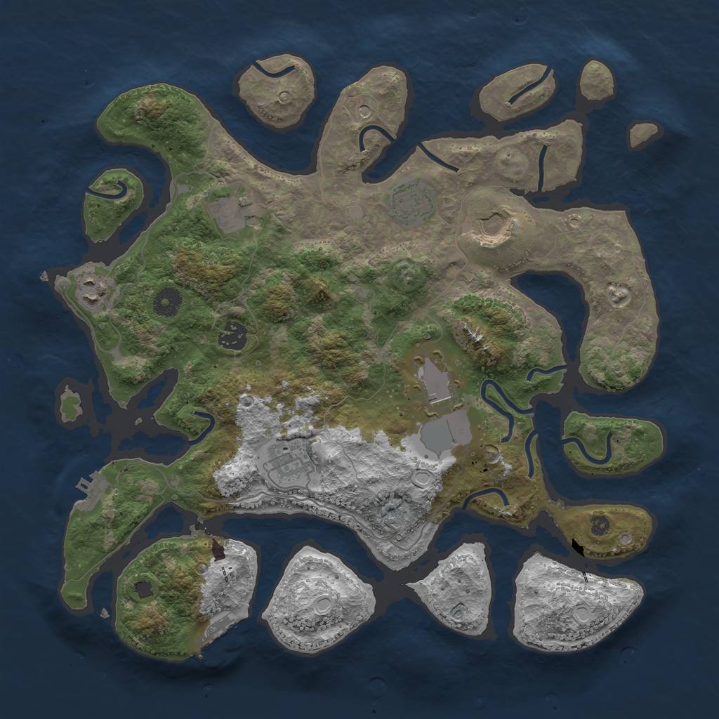 Rust Map: Procedural Map, Size: 3750, Seed: 1406719463, 15 Monuments