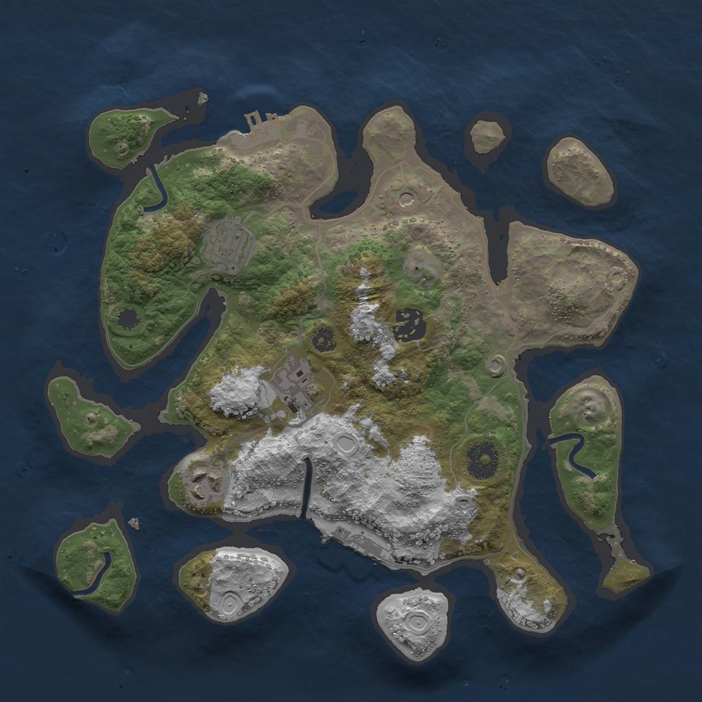 Rust Map: Procedural Map, Size: 3000, Seed: 283068, 12 Monuments