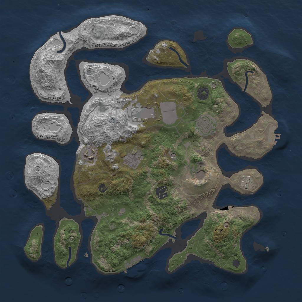 Rust Map: Procedural Map, Size: 3500, Seed: 3264, 15 Monuments