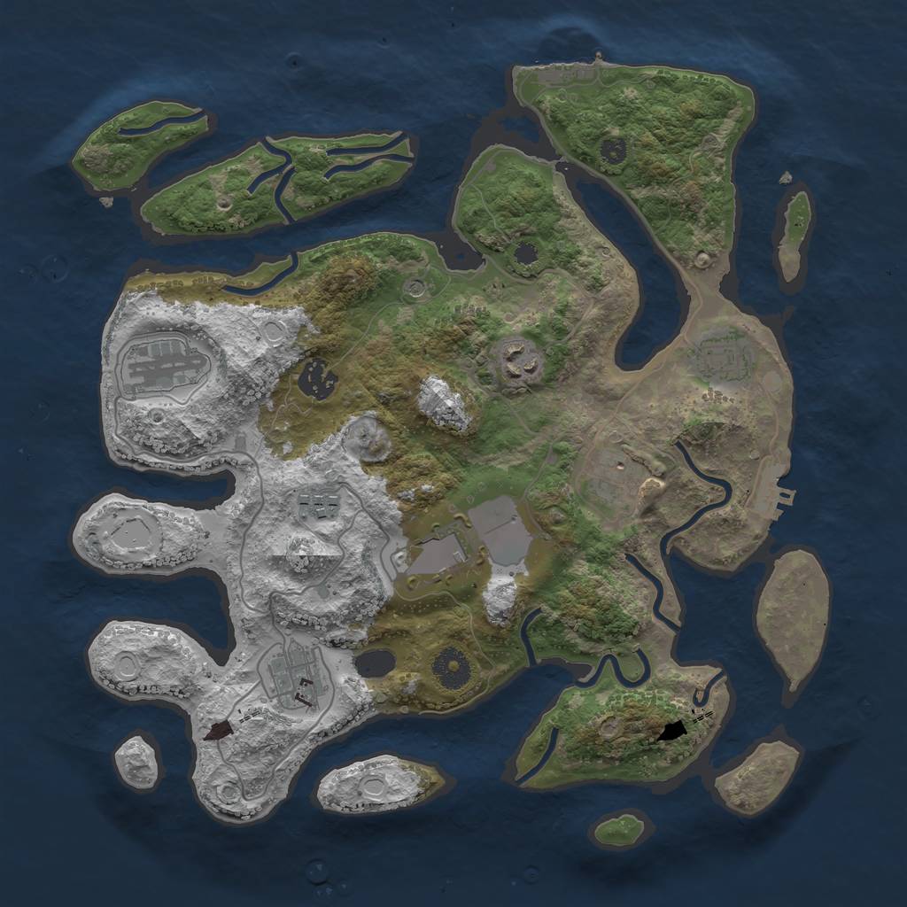 Rust Map: Procedural Map, Size: 3500, Seed: 6359, 16 Monuments