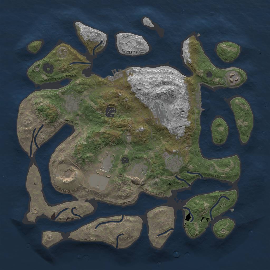 Rust Map: Procedural Map, Size: 3700, Seed: 624135417, 16 Monuments