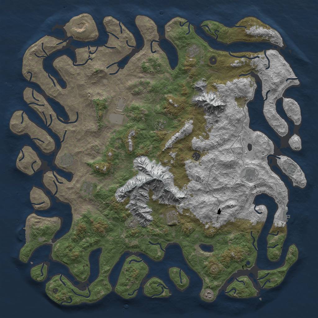 Rust Map: Procedural Map, Size: 6000, Seed: 1012020, 19 Monuments