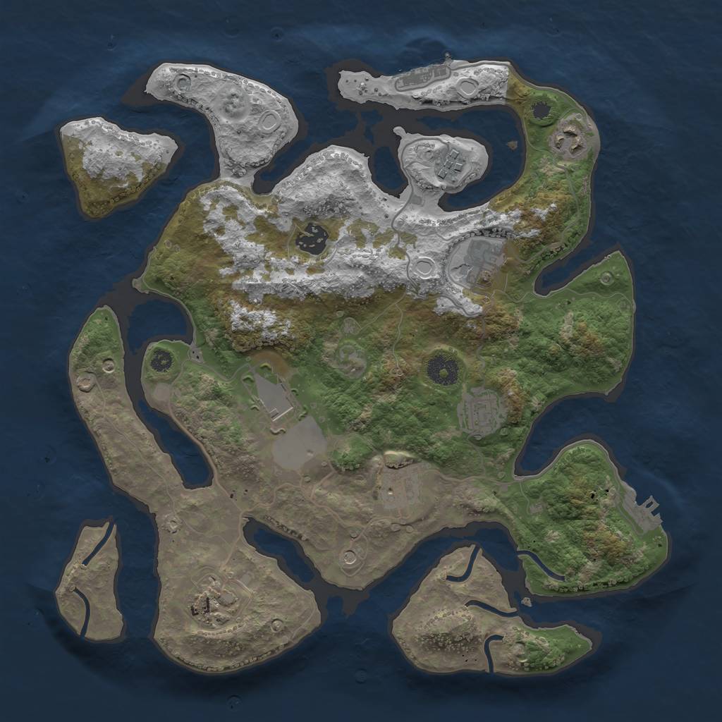 Rust Map: Procedural Map, Size: 3500, Seed: 160056292, 16 Monuments