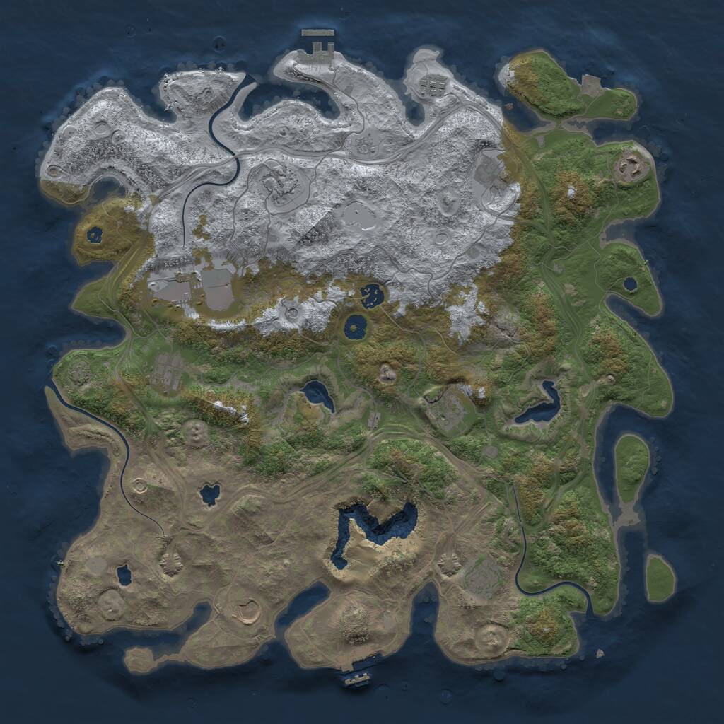 Rust Map: Procedural Map, Size: 4500, Seed: 65818, 16 Monuments