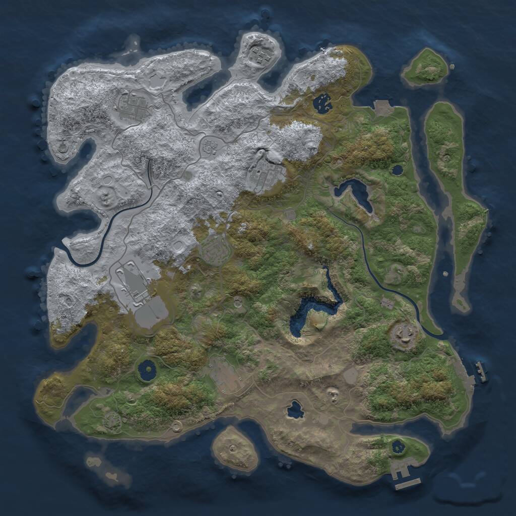 Rust Map: Procedural Map, Size: 4000, Seed: 1432728239, 14 Monuments