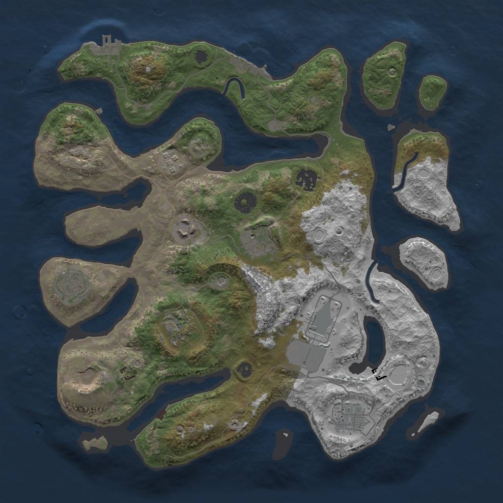 Rust Map: Procedural Map, Size: 3500, Seed: 9542, 17 Monuments