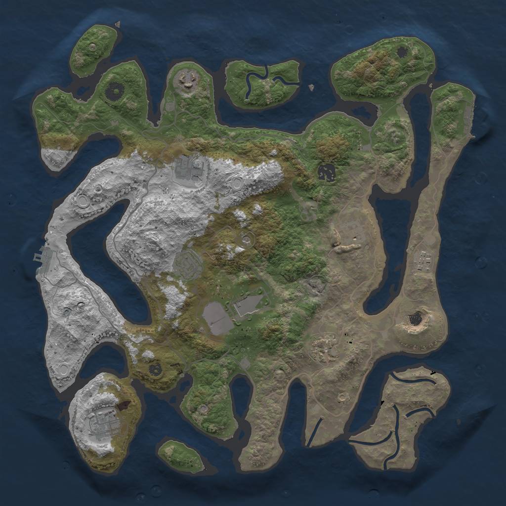 Rust Map: Procedural Map, Size: 4000, Seed: 253452355, 18 Monuments
