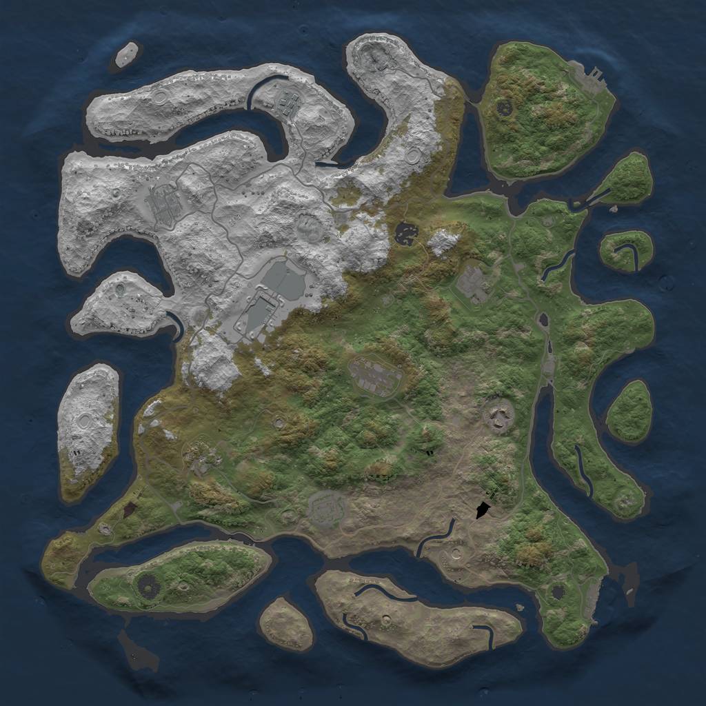 Rust Map: Procedural Map, Size: 4500, Seed: 1432728239, 17 Monuments