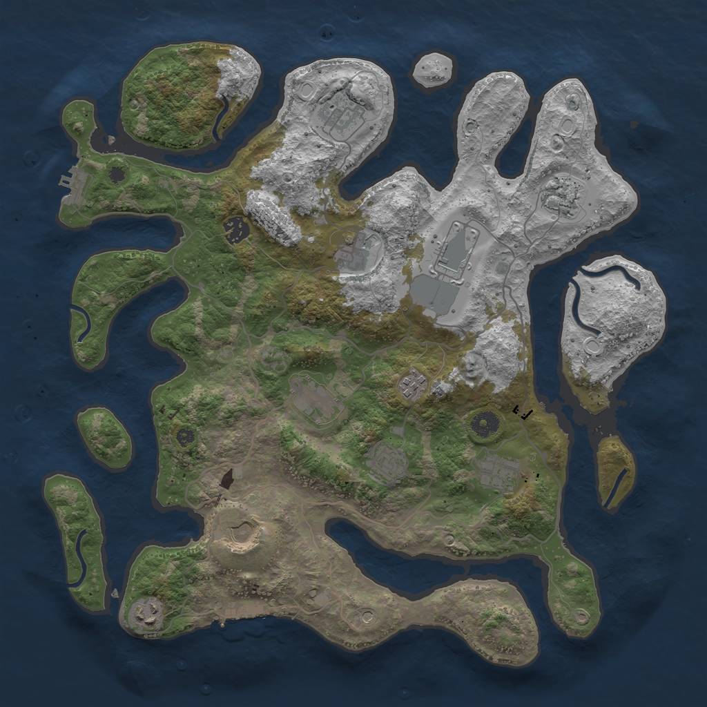 Rust Map: Procedural Map, Size: 4000, Seed: 735220437, 19 Monuments