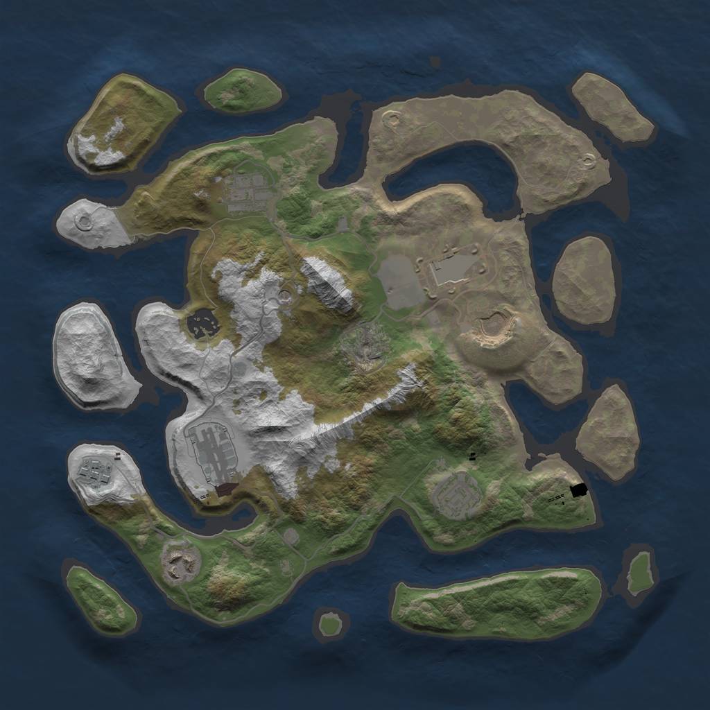 Rust Map: Barren, Size: 3500, Seed: 576723507, 11 Monuments