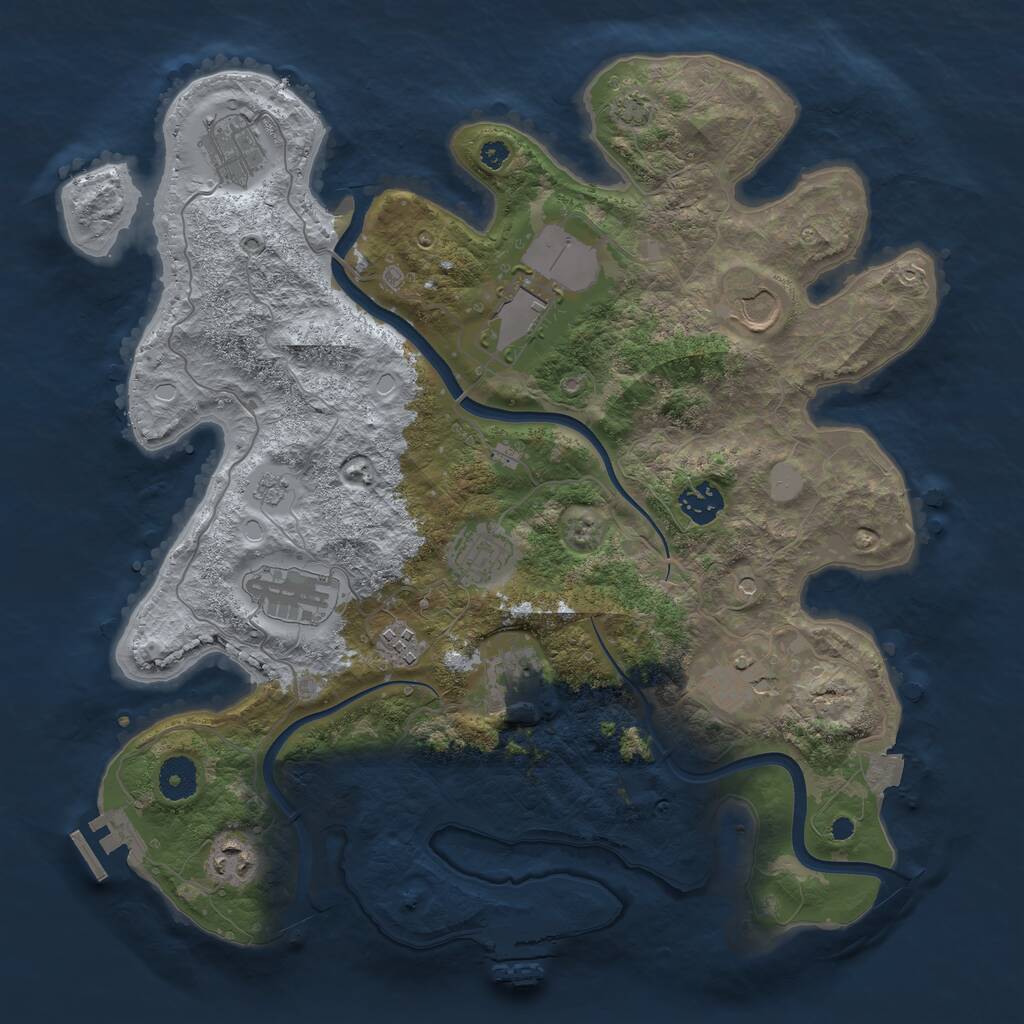 Rust Map: Procedural Map, Size: 3700, Seed: 1026703772, 16 Monuments