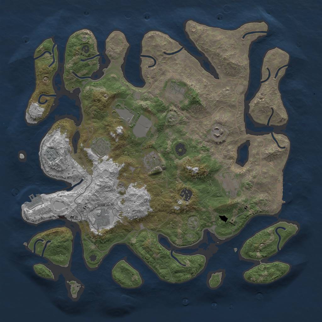 Rust Map: Procedural Map, Size: 4050, Seed: 2047785246, 17 Monuments