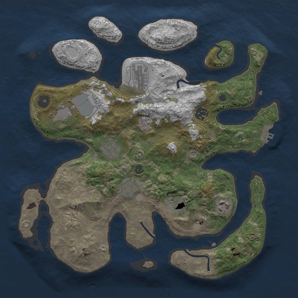 Rust Map: Procedural Map, Size: 3501, Seed: 14908, 16 Monuments