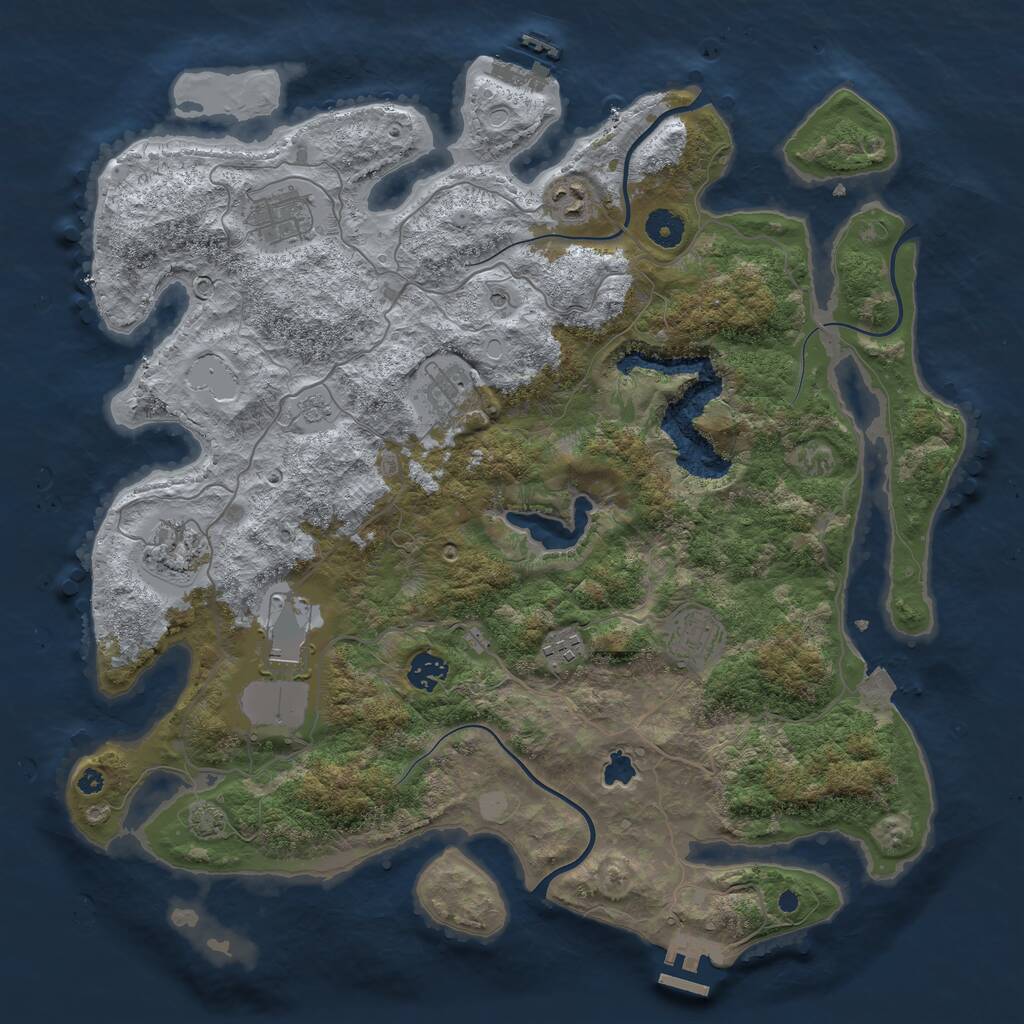Rust Map: Procedural Map, Size: 4050, Seed: 1432728239, 14 Monuments