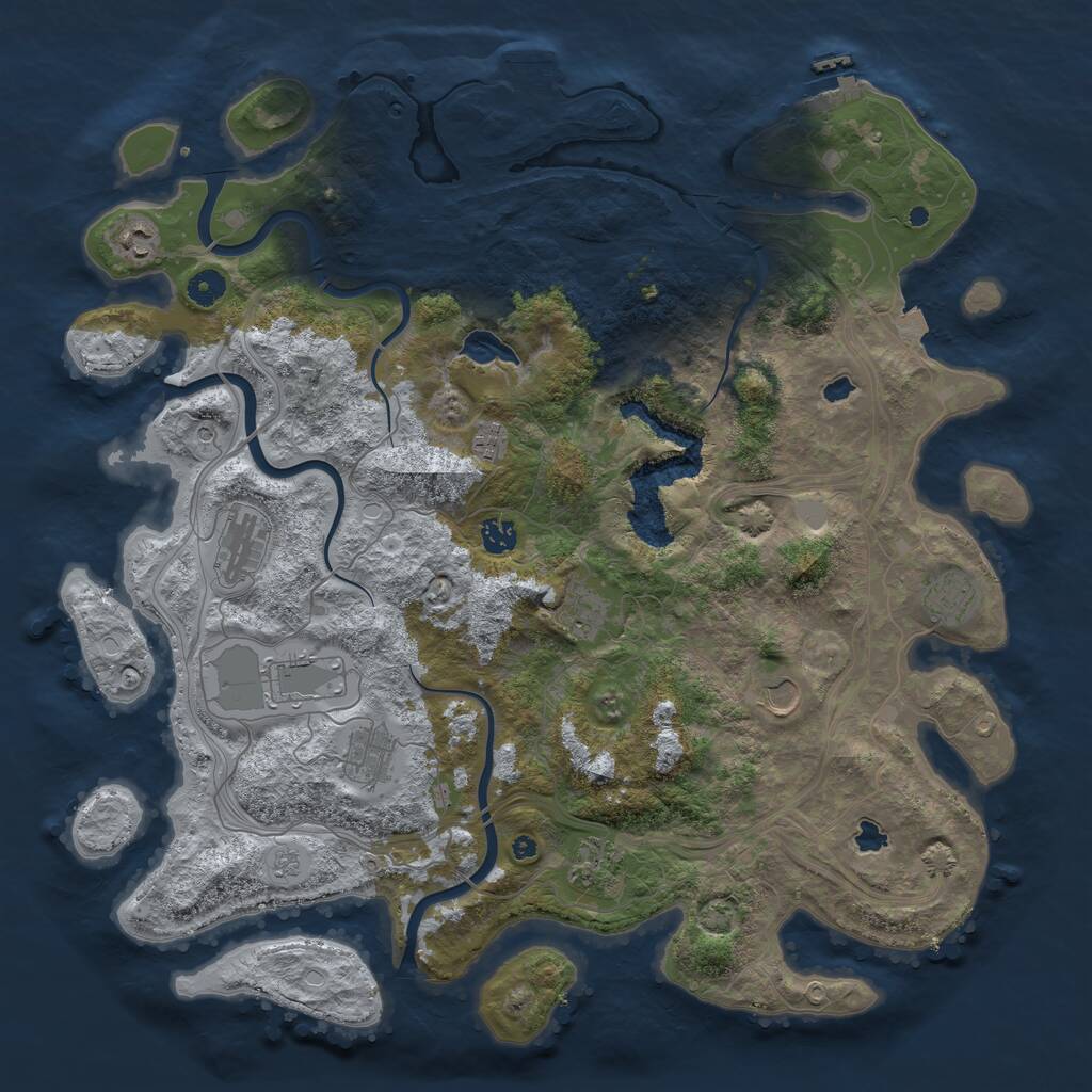 Rust Map: Procedural Map, Size: 4500, Seed: 1443345131, 16 Monuments