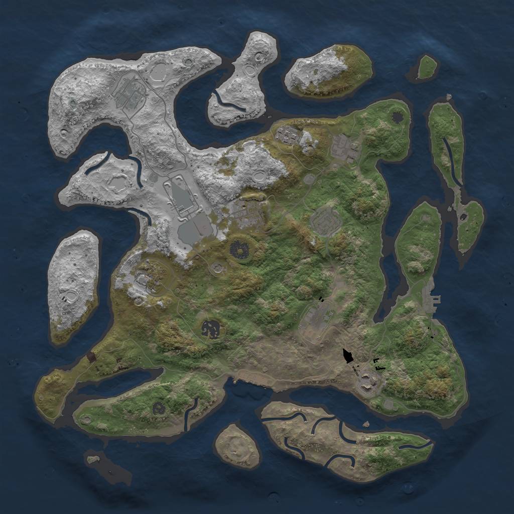 Rust Map: Procedural Map, Size: 3950, Seed: 1432728239, 18 Monuments