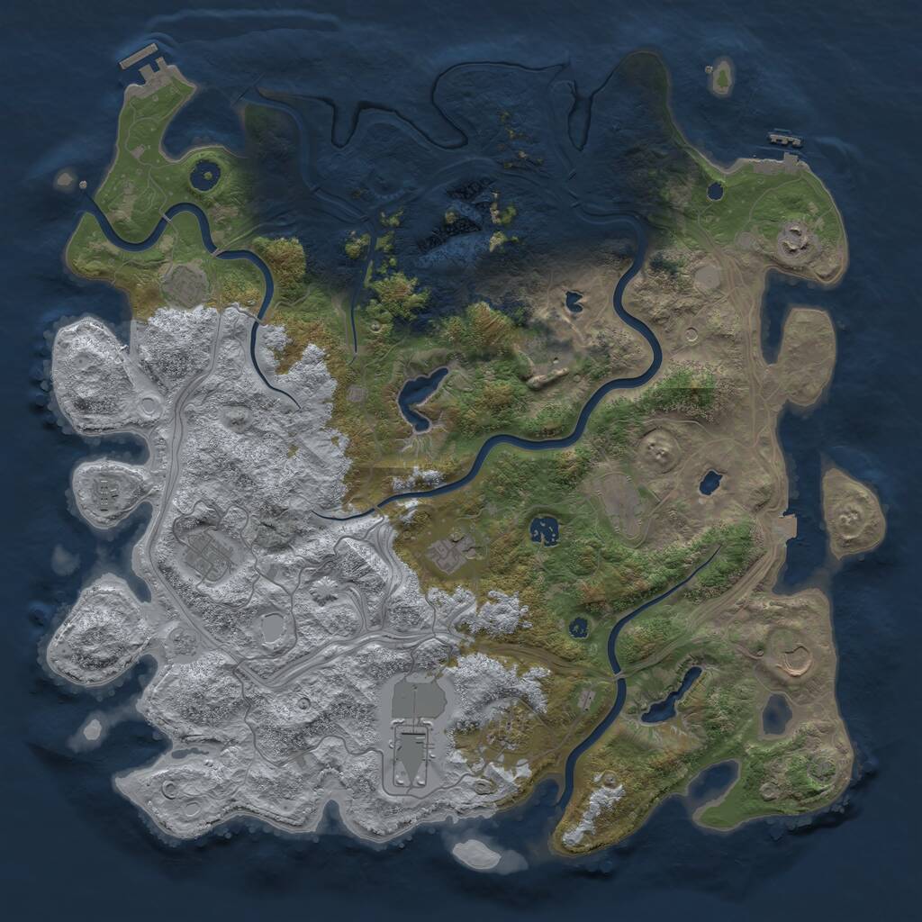 Rust Map: Procedural Map, Size: 4600, Seed: 642513524, 17 Monuments