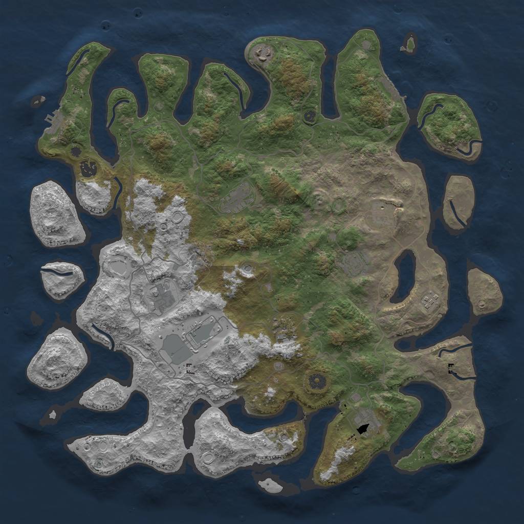 Rust Map: Procedural Map, Size: 4600, Seed: 642513524, 18 Monuments
