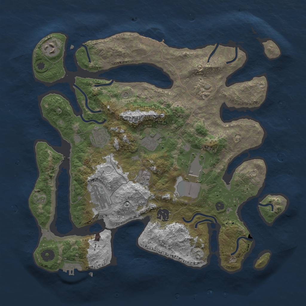 Rust Map: Procedural Map, Size: 3600, Seed: 1364923400, 16 Monuments