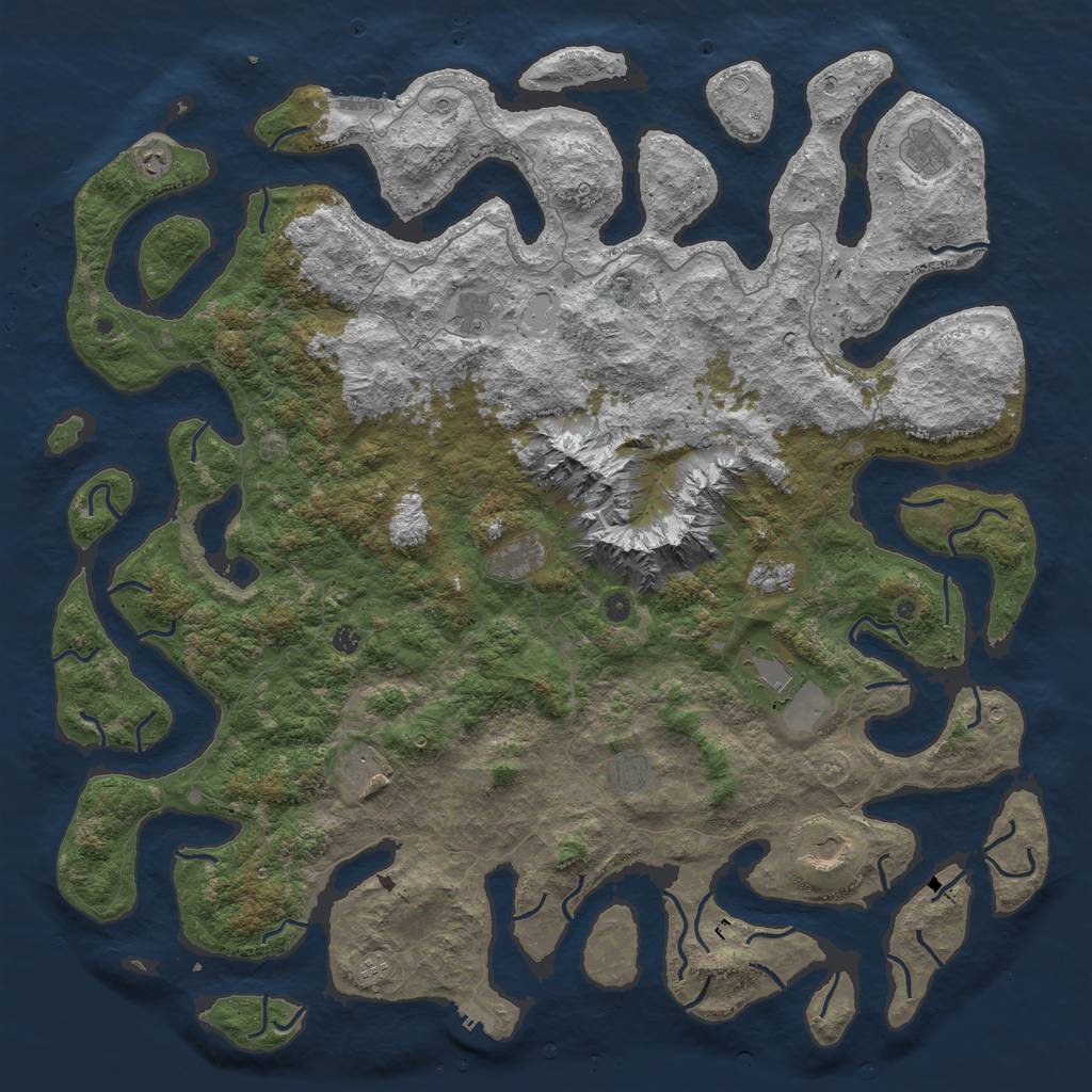 Rust Map: Procedural Map, Size: 6000, Seed: 120961253, 19 Monuments