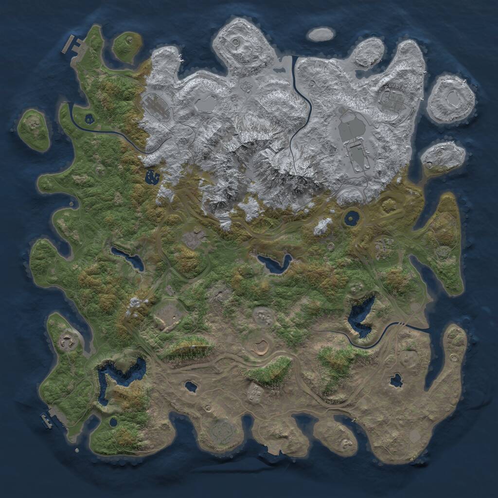 Rust Map: Procedural Map, Size: 5000, Seed: 38691, 17 Monuments