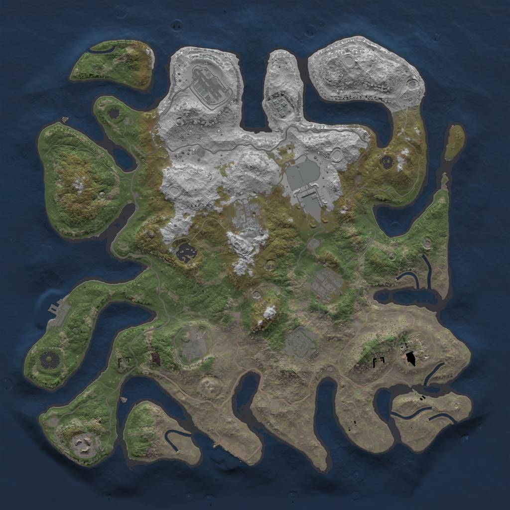 Rust Map: Procedural Map, Size: 4000, Seed: 38658390, 18 Monuments