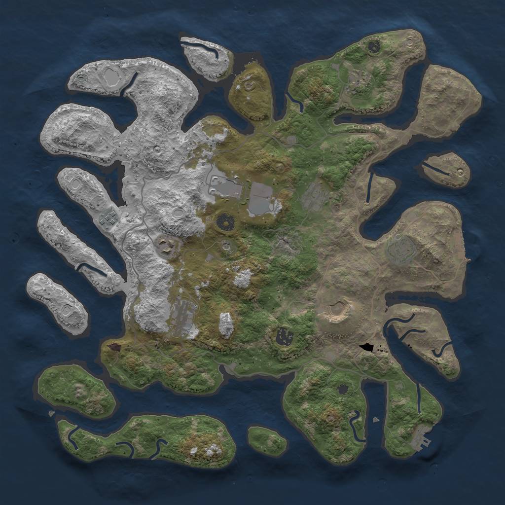 Rust Map: Procedural Map, Size: 4200, Seed: 33120349, 17 Monuments