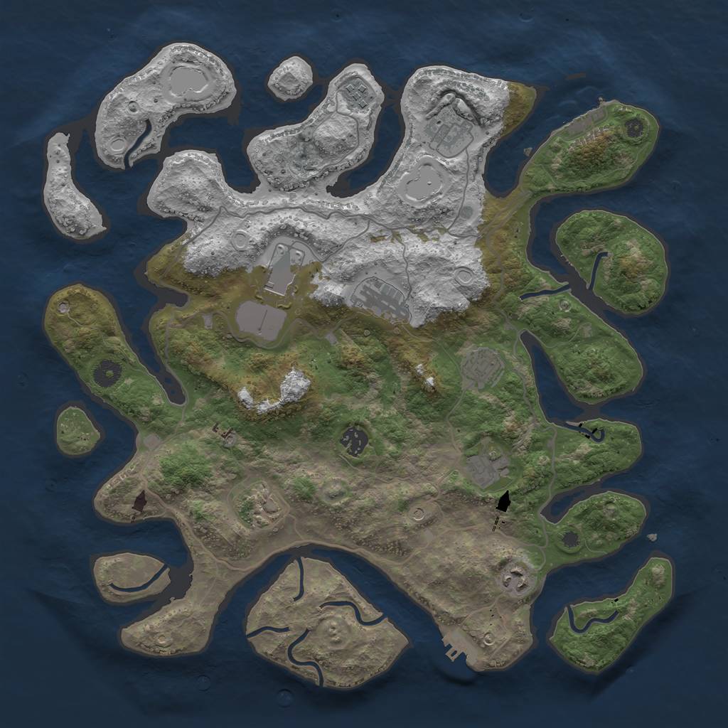 Rust Map: Procedural Map, Size: 4000, Seed: 773471, 17 Monuments