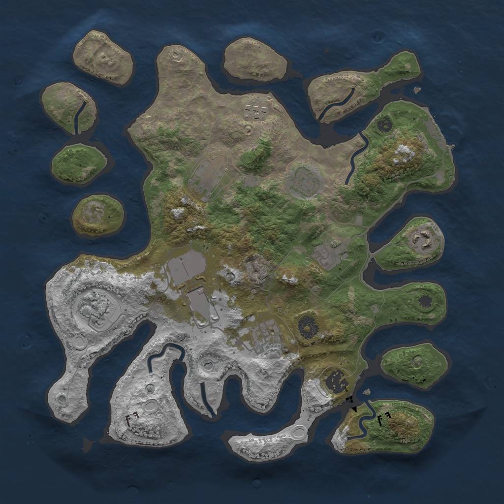 Rust Map: Procedural Map, Size: 3500, Seed: 1640867574, 16 Monuments