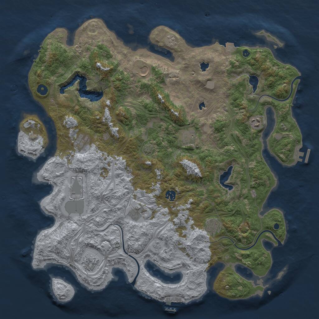 Rust Map: Procedural Map, Size: 4500, Seed: 396249, 16 Monuments