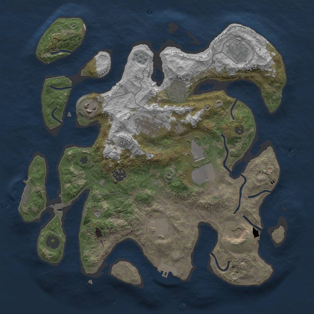 Rust Map: Procedural Map, Size: 3500, Seed: 6488, 17 Monuments