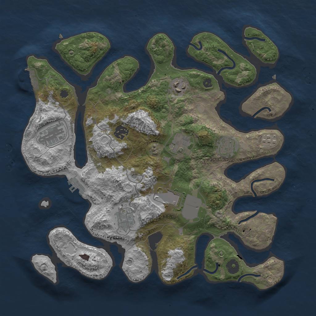 Rust Map: Procedural Map, Size: 3500, Seed: 1235478, 16 Monuments